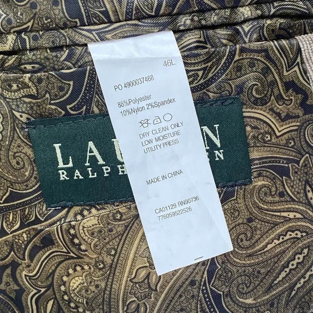 Lauren Ralph Lauren Mens 46L Tan Corduroy Blazer Sport Coat Suit Jacket 2 Button